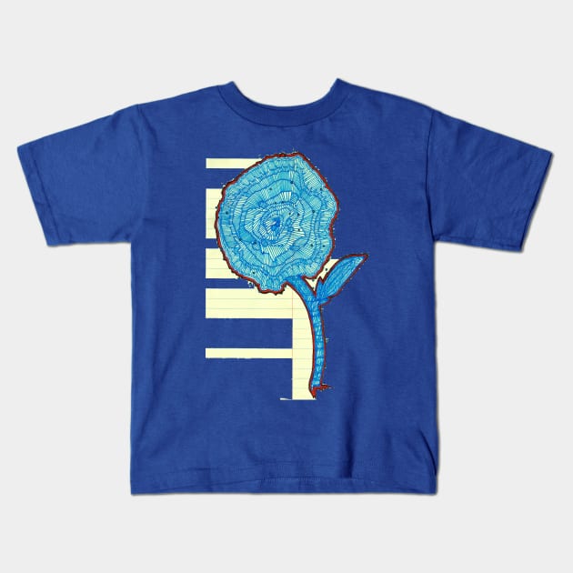 Upsidedown Carnation Blue Kids T-Shirt by hh5art